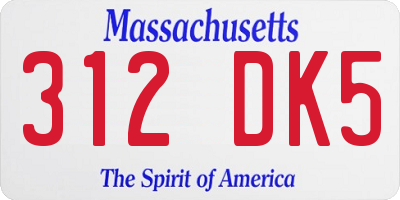 MA license plate 312DK5