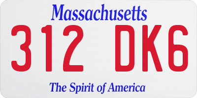 MA license plate 312DK6