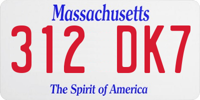 MA license plate 312DK7
