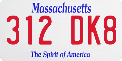 MA license plate 312DK8