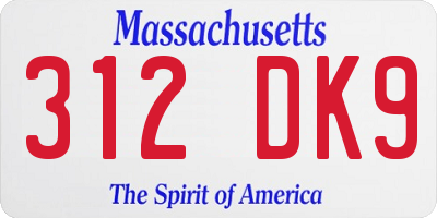 MA license plate 312DK9