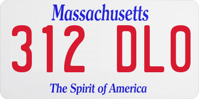 MA license plate 312DL0