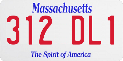 MA license plate 312DL1