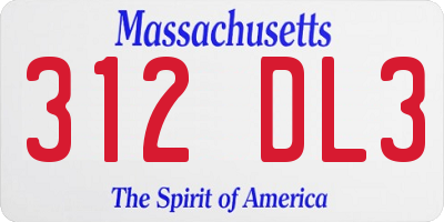 MA license plate 312DL3