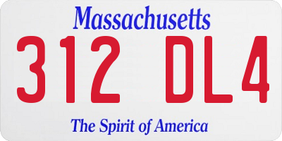MA license plate 312DL4