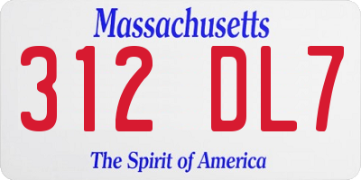 MA license plate 312DL7