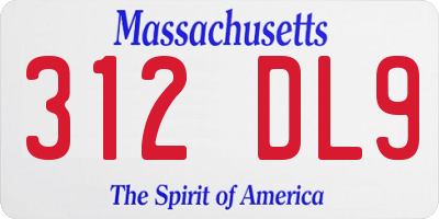 MA license plate 312DL9