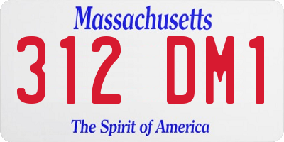 MA license plate 312DM1