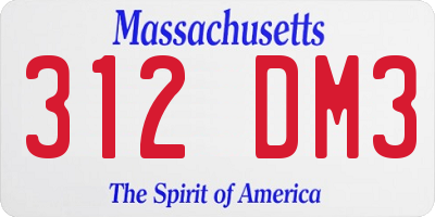 MA license plate 312DM3