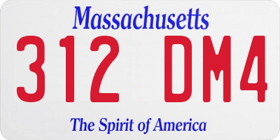 MA license plate 312DM4