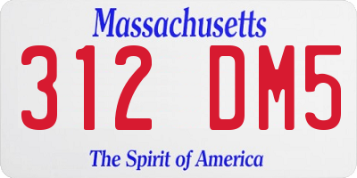 MA license plate 312DM5
