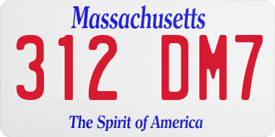 MA license plate 312DM7