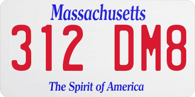 MA license plate 312DM8