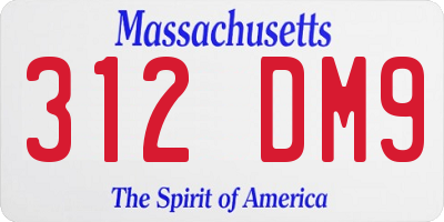MA license plate 312DM9