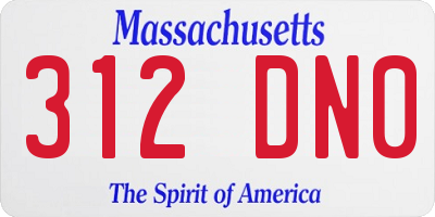MA license plate 312DN0