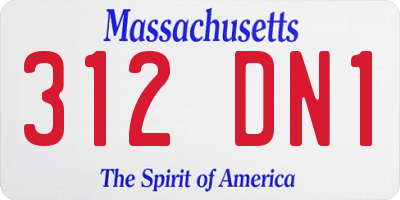 MA license plate 312DN1