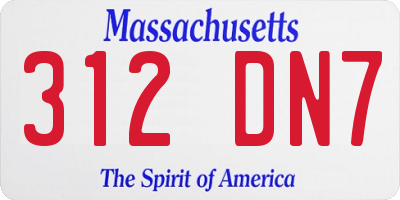 MA license plate 312DN7