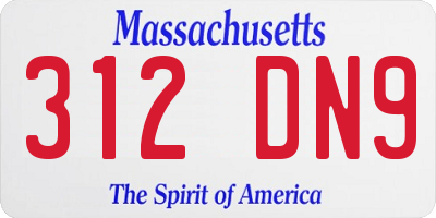 MA license plate 312DN9