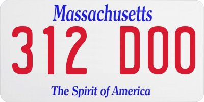 MA license plate 312DO0