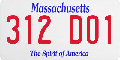 MA license plate 312DO1