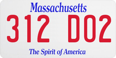 MA license plate 312DO2