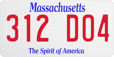MA license plate 312DO4