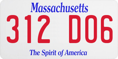 MA license plate 312DO6