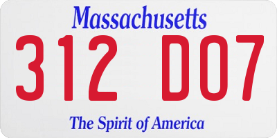 MA license plate 312DO7