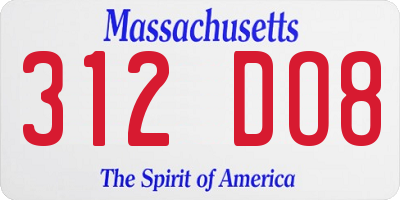 MA license plate 312DO8
