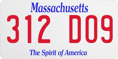 MA license plate 312DO9
