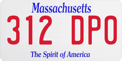 MA license plate 312DP0