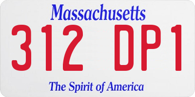 MA license plate 312DP1