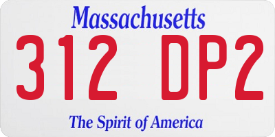 MA license plate 312DP2