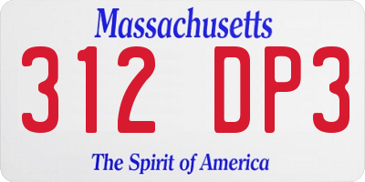 MA license plate 312DP3