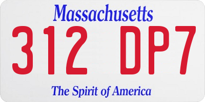 MA license plate 312DP7