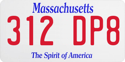 MA license plate 312DP8