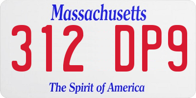 MA license plate 312DP9