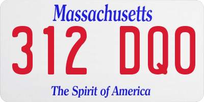 MA license plate 312DQ0