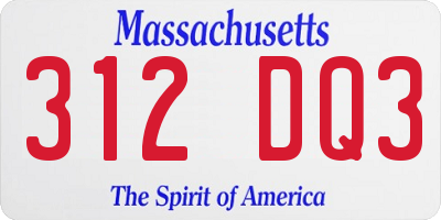 MA license plate 312DQ3