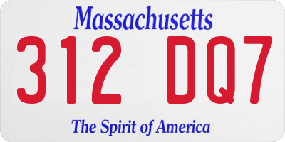 MA license plate 312DQ7