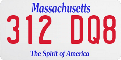 MA license plate 312DQ8