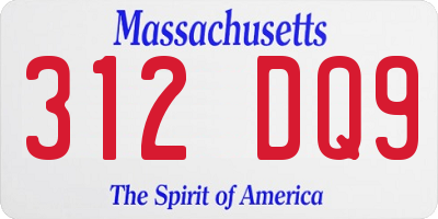 MA license plate 312DQ9
