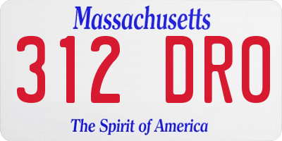 MA license plate 312DR0