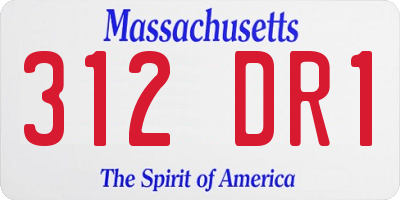 MA license plate 312DR1