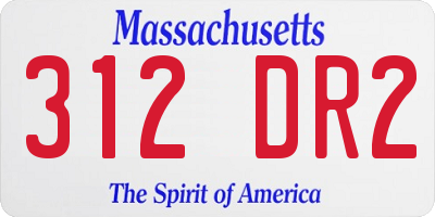 MA license plate 312DR2