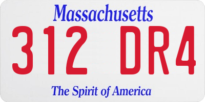 MA license plate 312DR4