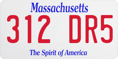 MA license plate 312DR5