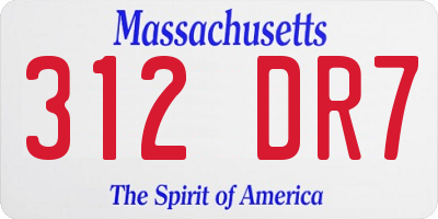 MA license plate 312DR7