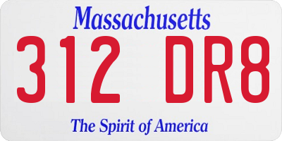 MA license plate 312DR8