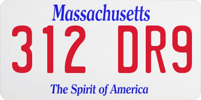 MA license plate 312DR9